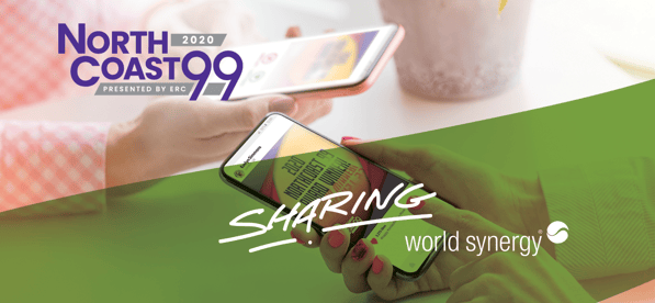 NorthCoast 99 2020 Presented by ERC Sharing with Person Holding Smartphone